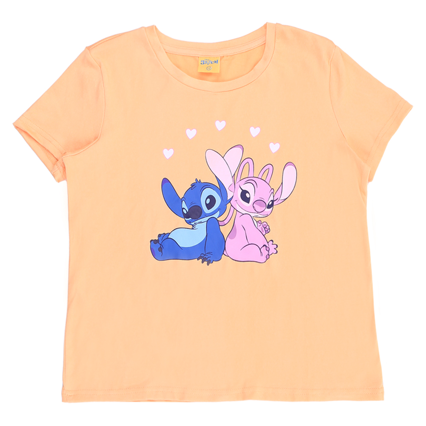 Pijama Curto Juvenil Cae Estampa Angel E Stitch