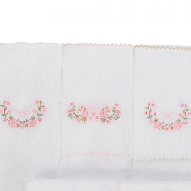 Fralda Bebê Biramar Bordado Flores 5 Peças