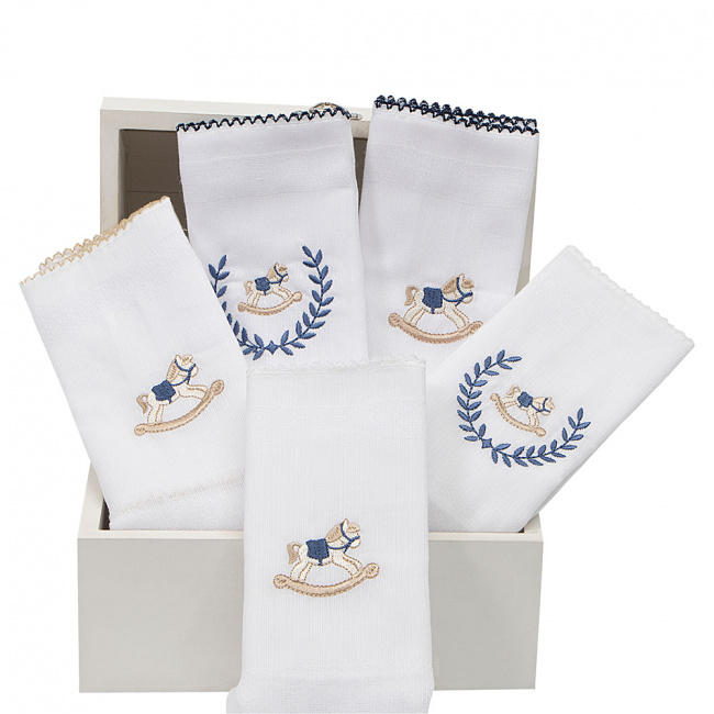 Fralda Bebê Biramar Bordado Cavalo 5 Peças Fralda Bebê Biramar Bordado Cavalo 5 Peças