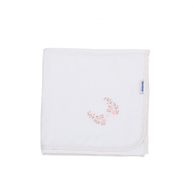 Cueiro Bebê Biramar Bordado Bordado Flores Flanelado