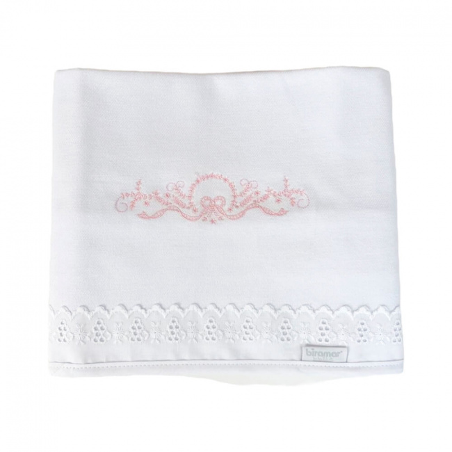 Cueiro Bebê Biramar Bordado Laços Flanelado