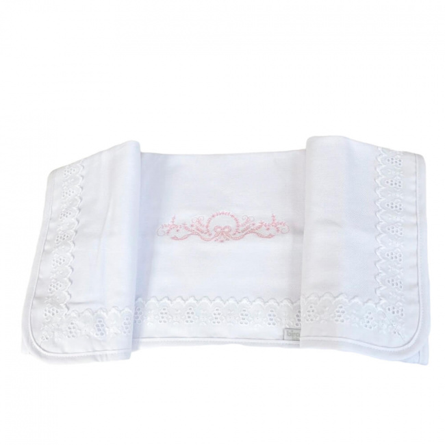 Cueiro Bebê Biramar Bordado Laços Flanelado