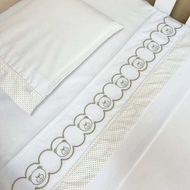 Jogo De Lençol Berço Biramar Percal Bordado Urso 3 Peças Jogo De Lençol Berço Biramar Percal Bordado Urso 3 Peças
