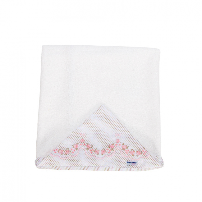 Toalha De Bebê Biramar Bordado Flores Com Capuz