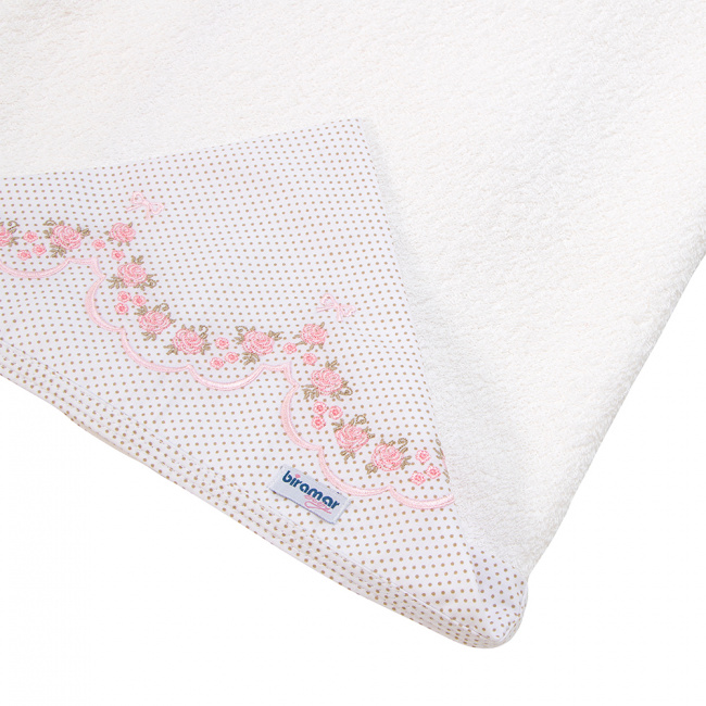 Toalha De Bebê Biramar Bordado Flores Com Capuz