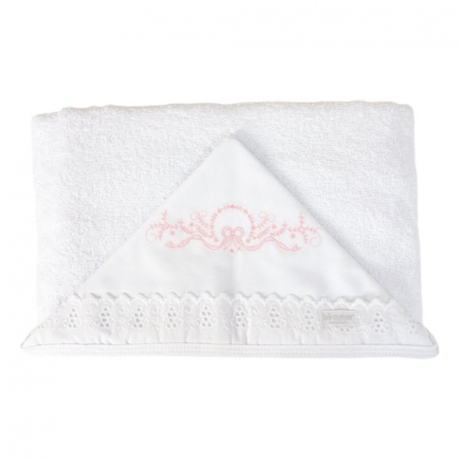Toalha De Bebê Biramar Bordado Laço Com Capuz