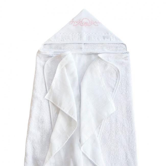 Toalha De Bebê Biramar Bordado Laço Com Capuz