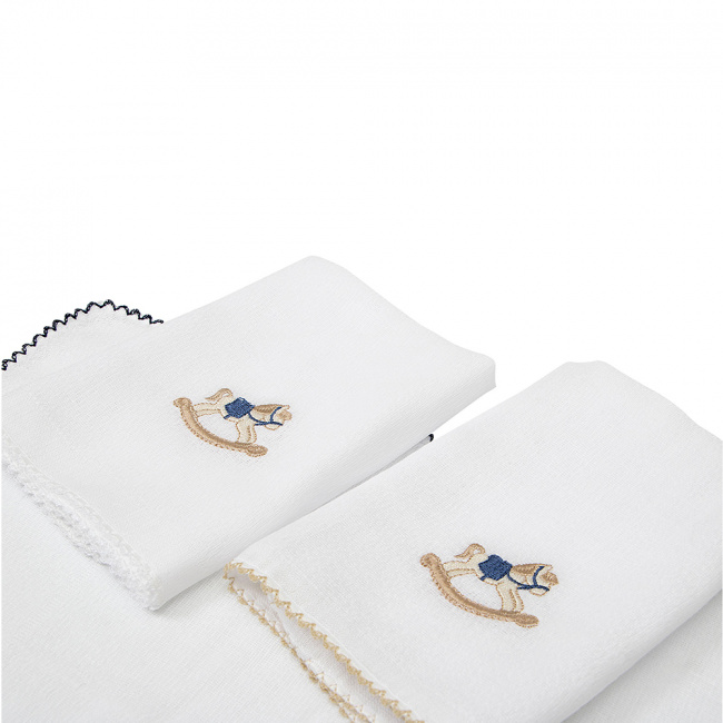 Pano De Boca Bebê Biramar Bordado Cavalo 3 Peças Pano De Boca Bebê Biramar Bordado Cavalo 3 Peças