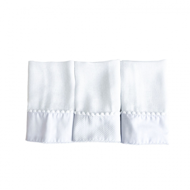 Pano De Boca Bebê Biramar Pompom Matelassado 3 Peças