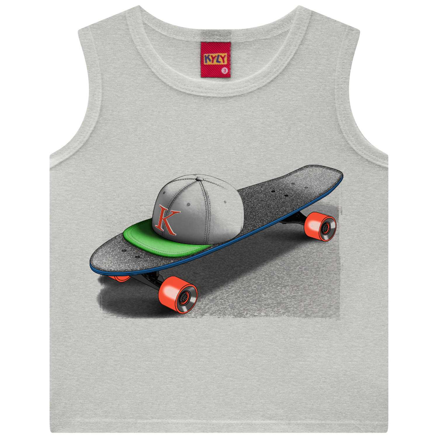 Camiseta Regata Infantil Kyly Meia Malha Estampa Skate Camiseta Regata Infantil Kyly Meia Malha Estampa Skate