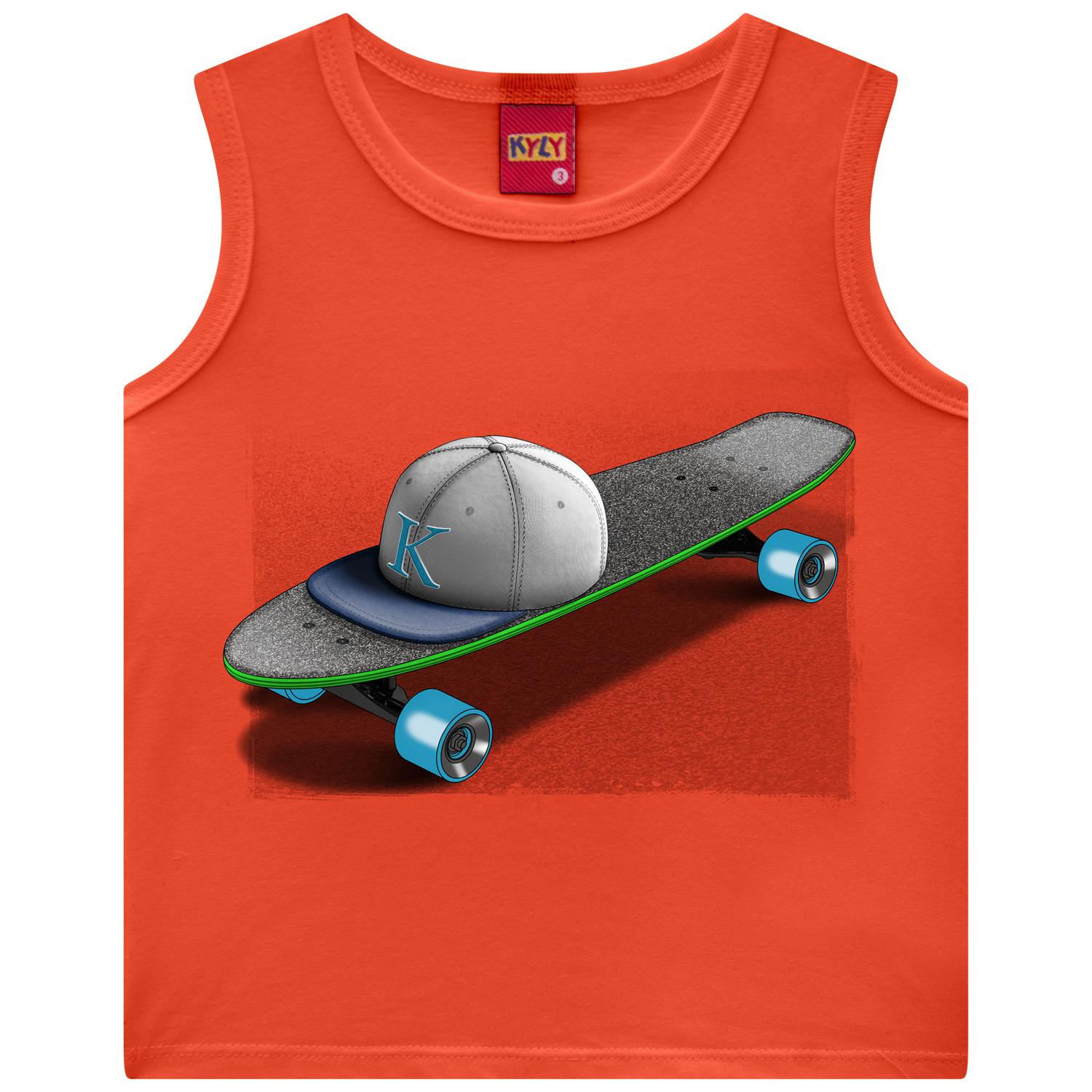Camiseta Regata Infantil Kyly Meia Malha Estampa Skate Camiseta Regata Infantil Kyly Meia Malha Estampa Skate