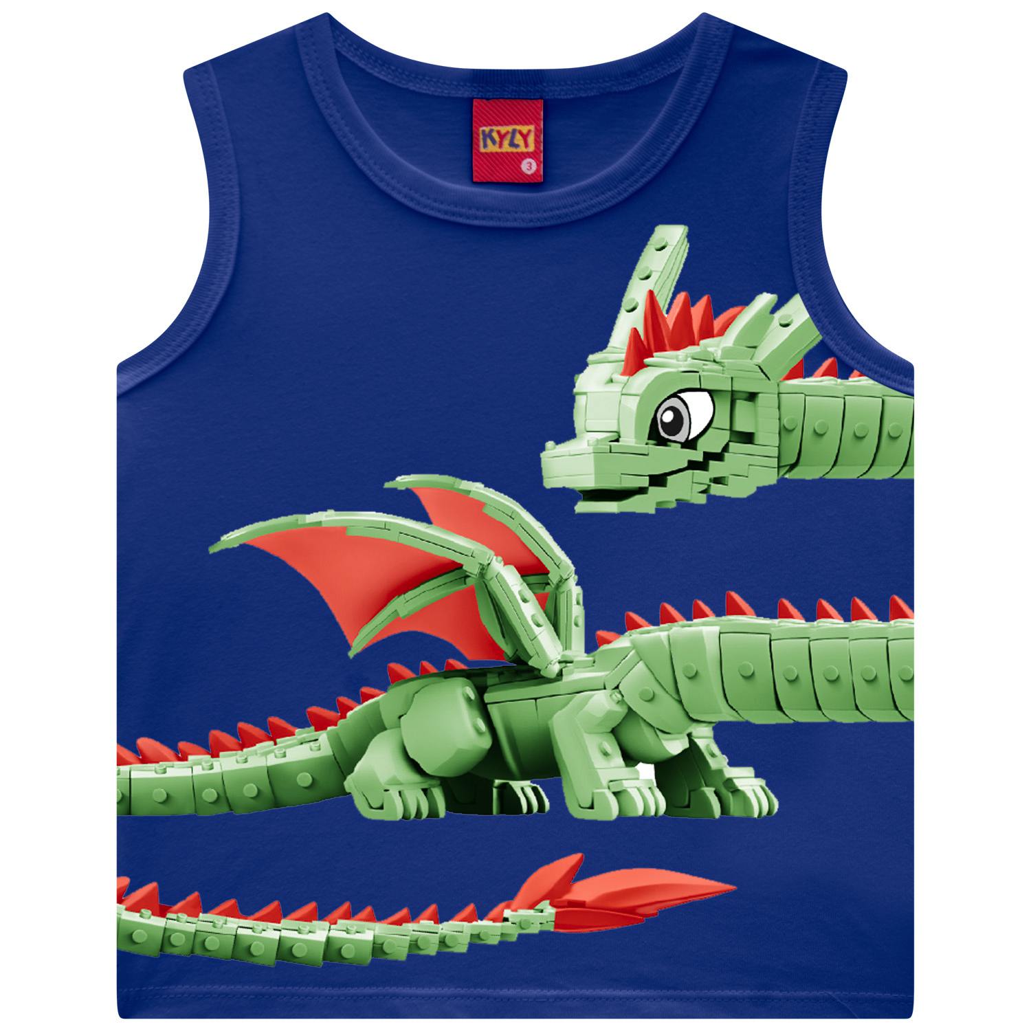 Camiseta Regata Infantil Kyly Estampa Dragão Camiseta Regata Infantil Kyly Estampa Dragão