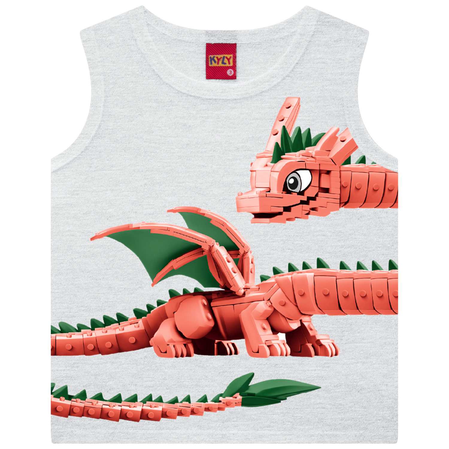 Camiseta Regata Infantil Kyly Estampa Dragão Camiseta Regata Infantil Kyly Estampa Dragão
