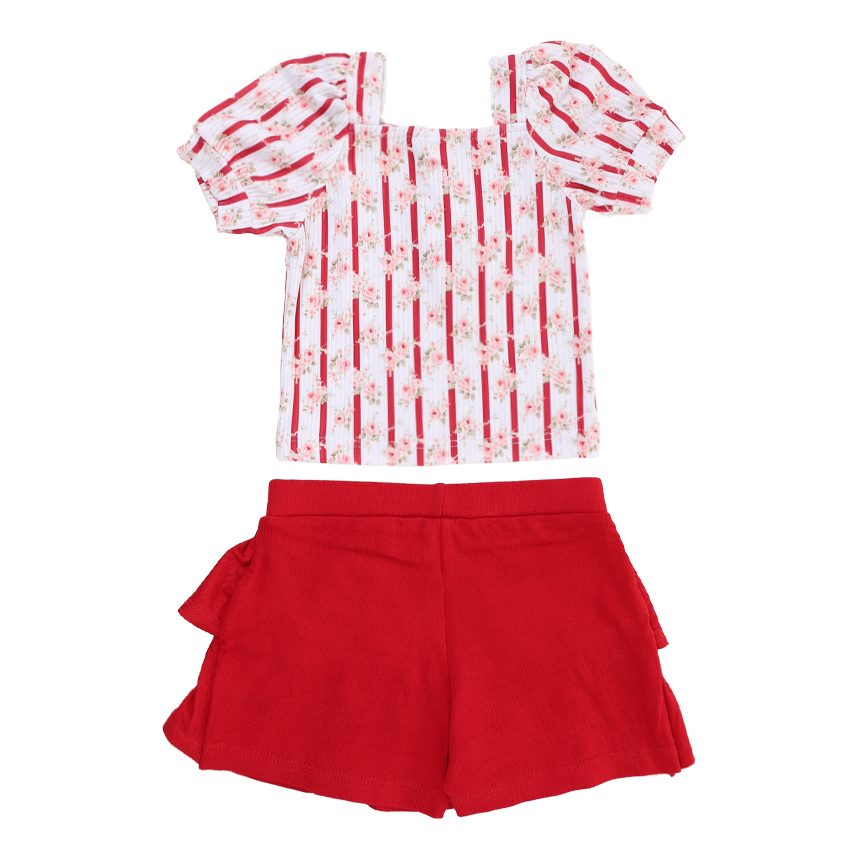 Conjunto Infantil Kookabu Blusa Estampa Floral E Short Saia Conjunto Infantil Kookabu Blusa Estampa Floral E Short Saia