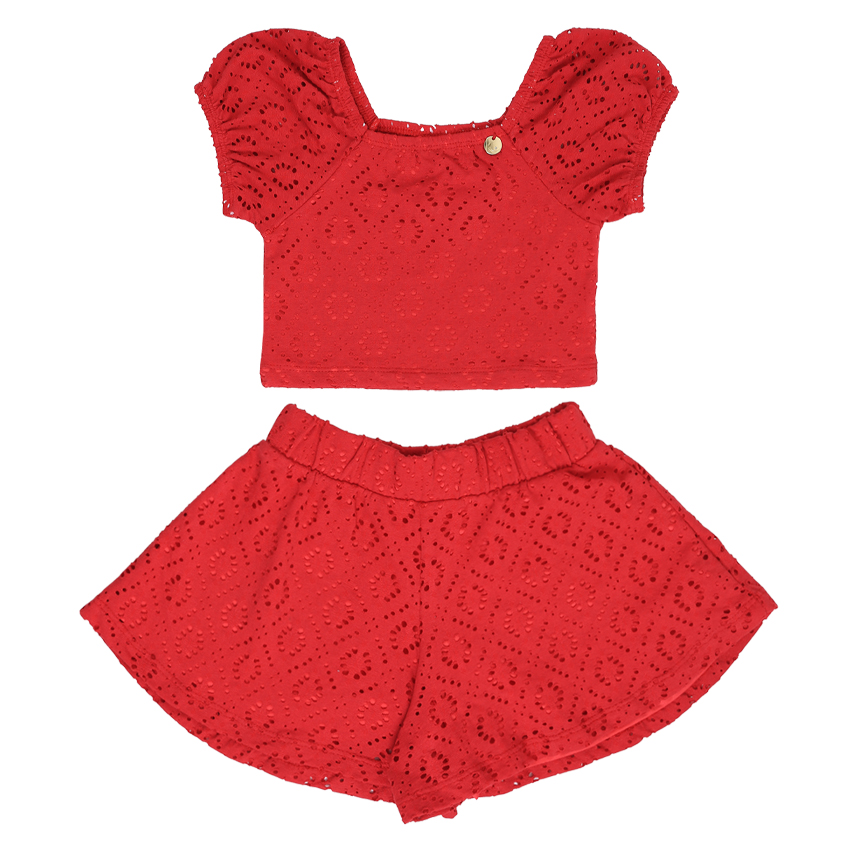 Conjunto Infantil Kookabu Blusa Em Laise E Short