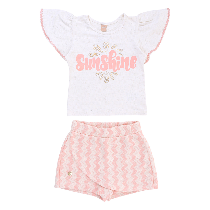 Conjunto Infantil Kookabu Blusa Com Sianinha E Short Saia