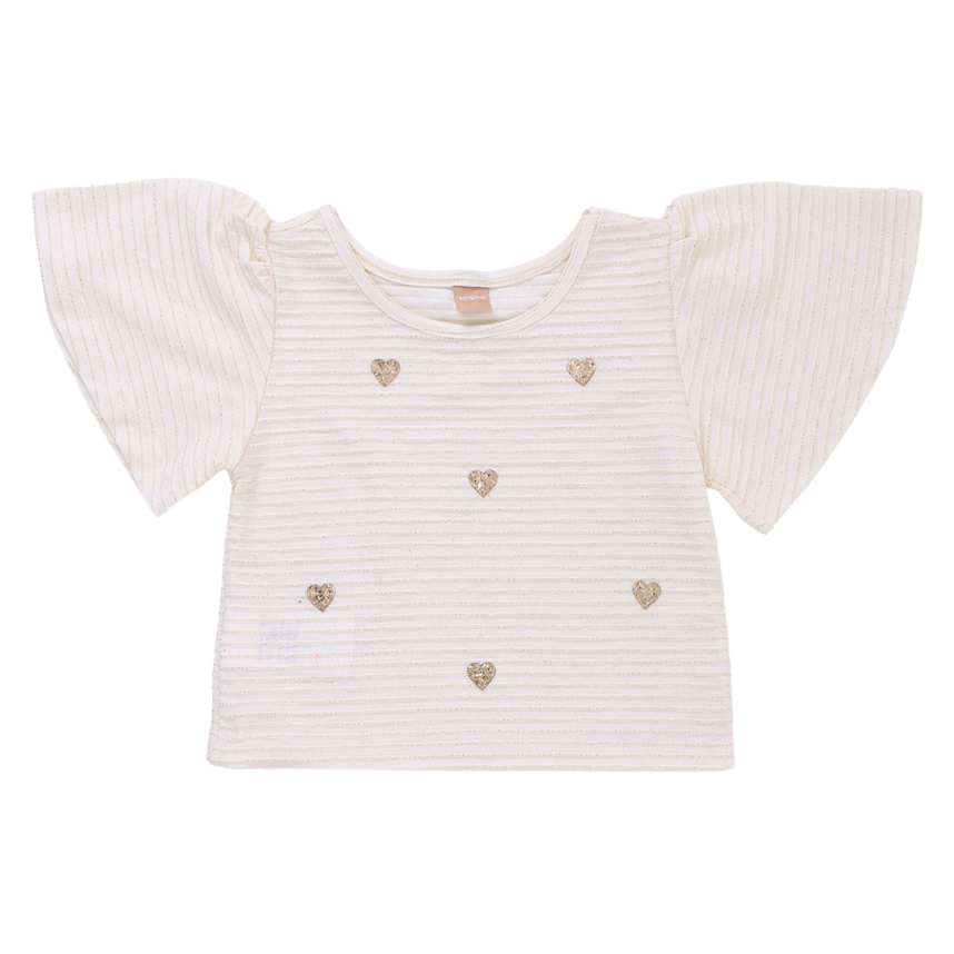 Conjunto Infantil Kookabu Blusa Lurex Coração E Short Saia