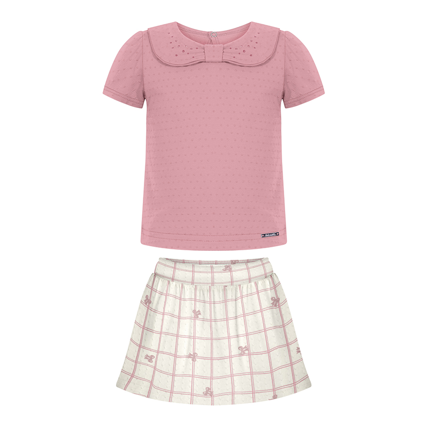 Conjunto Bebê Alakazoo Blusa Com Gola E Short Saia