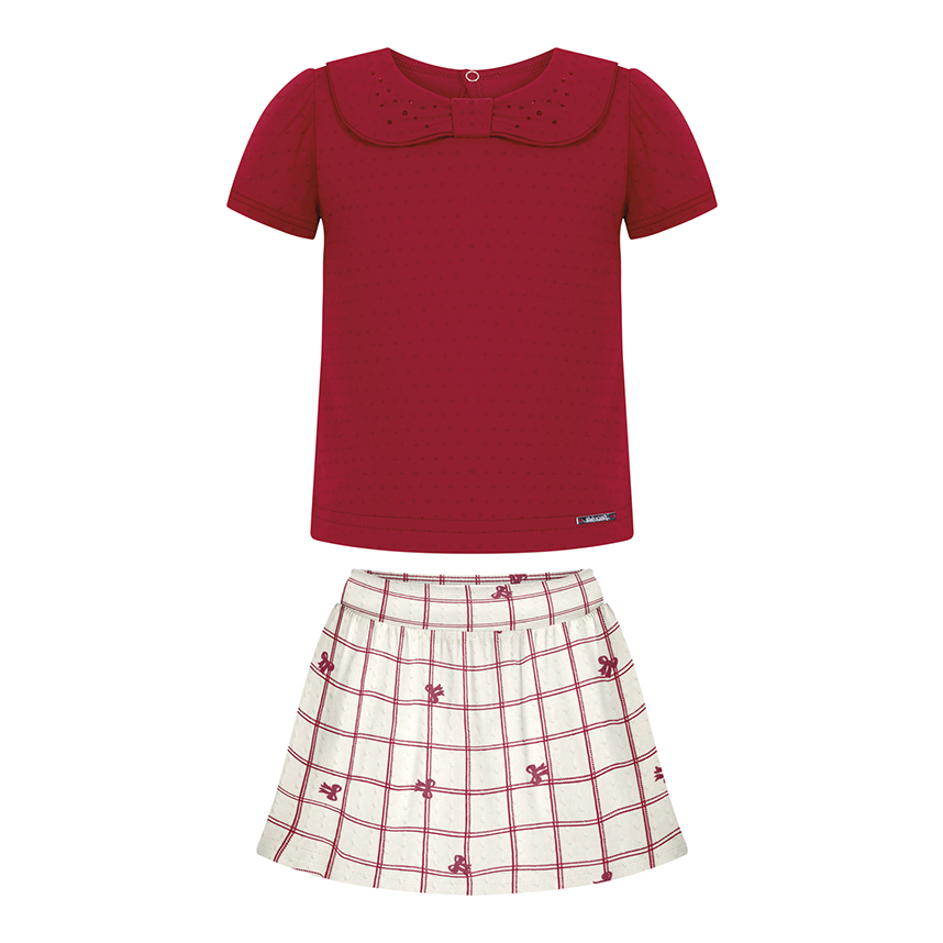 Conjunto Bebê Alakazoo Blusa Com Gola E Short Saia Conjunto Bebê Alakazoo Blusa Com Gola E Short Saia