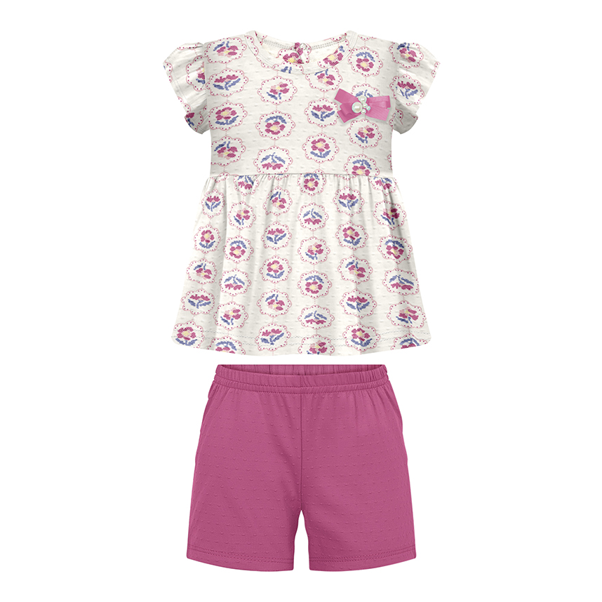 Conjunto Bebê Alakazoo Blusa Estampa Flores E Short