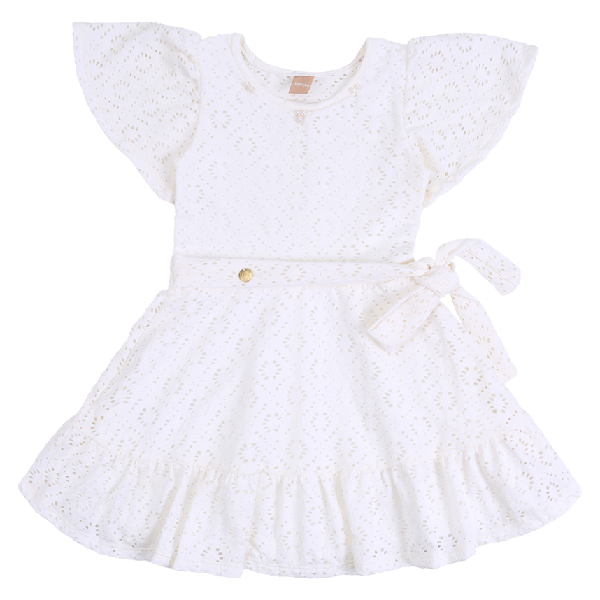 Vestido Infantil Kookabu Manga 3 Marias Com Laço