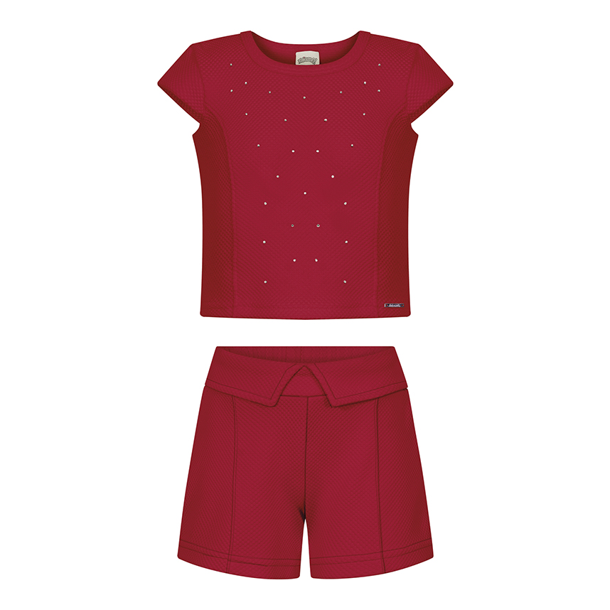 Conjunto Infantil Alakazoo Blusa Detalhe Strass E Short Conjunto Infantil Alakazoo Blusa Detalhe Strass E Short