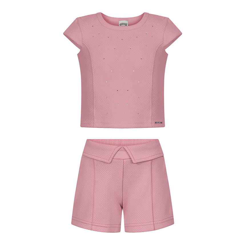 Conjunto Infantil Alakazoo Blusa Detalhe Strass E Short Conjunto Infantil Alakazoo Blusa Detalhe Strass E Short