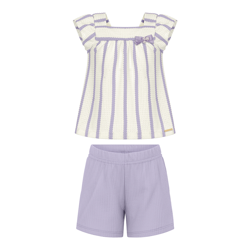 Conjunto Infantil Alakazoo Blusa Detalhe Listras E Short Conjunto Infantil Alakazoo Blusa Detalhe Listras E Short