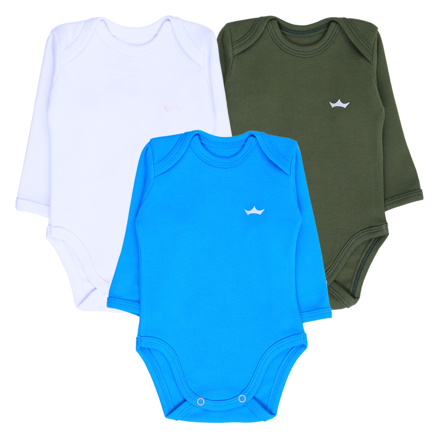Kit Body Bebê Best Club Manga Longa Com 3 Peças
