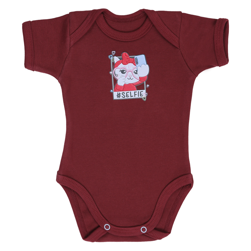 Kit Body Bebê Best Club Bordado Gata Com 3 Peças Kit Body Bebê Best Club Bordado Gata Com 3 Peças