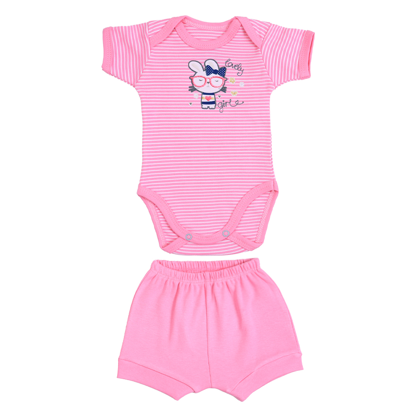 Conjunto Bebê Best Club Body E Short Estampa Coelha