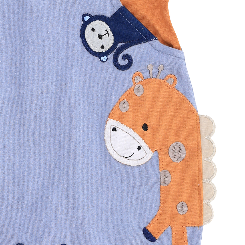 Macacão Curto Bebê Sonho Meu Bordado Safari Girafa Macacão Curto Bebê Sonho Meu Bordado Safari Girafa