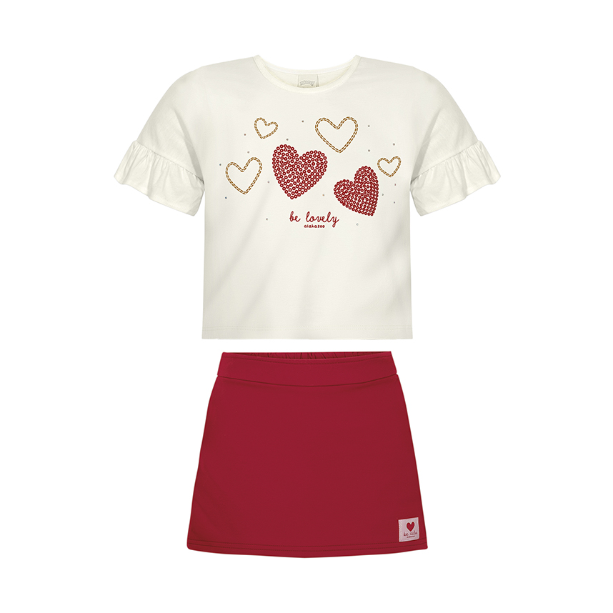 Conjunto Infantil Alakazoo Blusa Estampa Coração E Saia Conjunto Infantil Alakazoo Blusa Estampa Coração E Saia