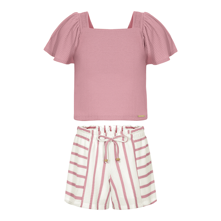 Conjunto Infantil Alakazoo Blusa E Short Com Listras