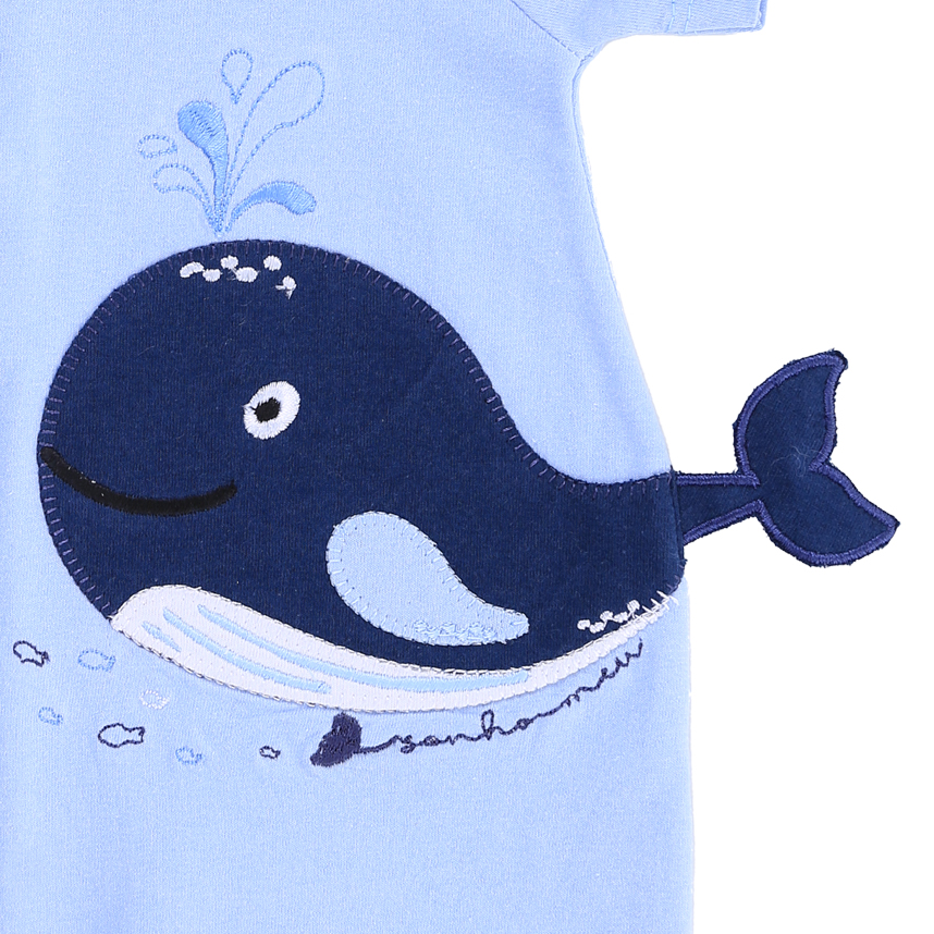 Macacão Curto Bebê Sonho Meu Liso Bordado Baleia Macacão Curto Bebê Sonho Meu Liso Bordado Baleia