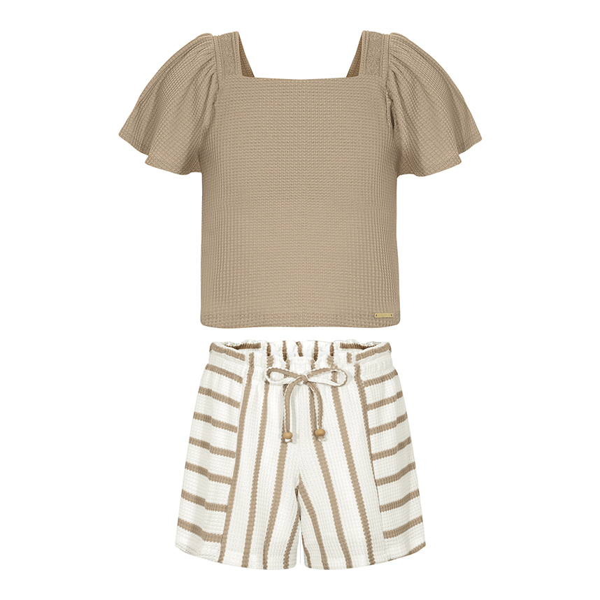 Conjunto Infantil Alakazoo Blusa E Short Com Listras Conjunto Infantil Alakazoo Blusa E Short Com Listras