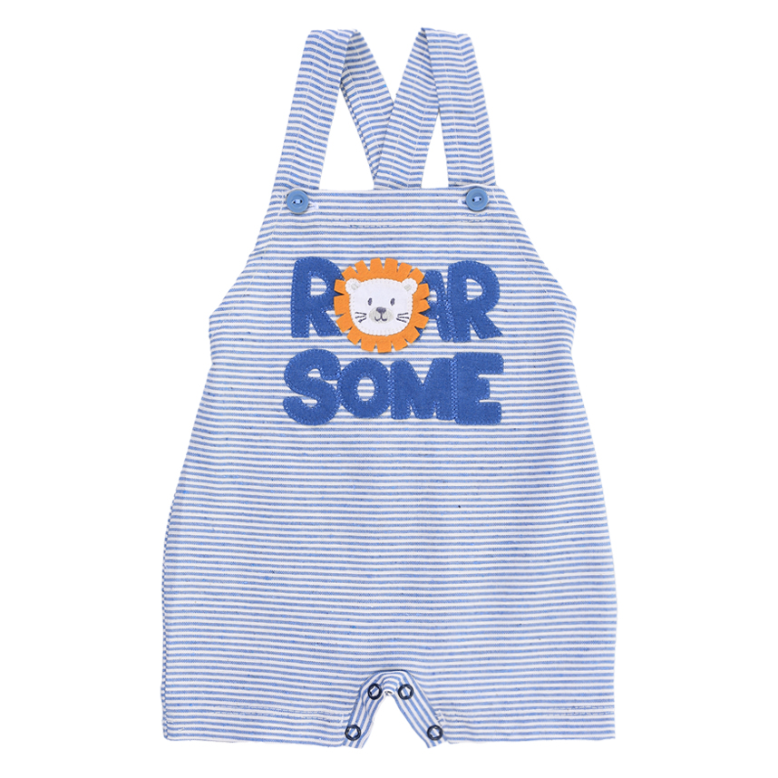 Macacão Curto Bebê Sonho Meu Listrado Bordado Leão 2 Peças Macacão Curto Bebê Sonho Meu Listrado Bordado Leão 2 Peças