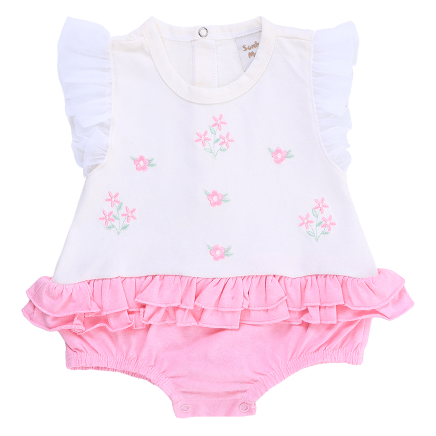 Banho De Sol Bebê Sonho Meu Babado Tule Bordado Flor