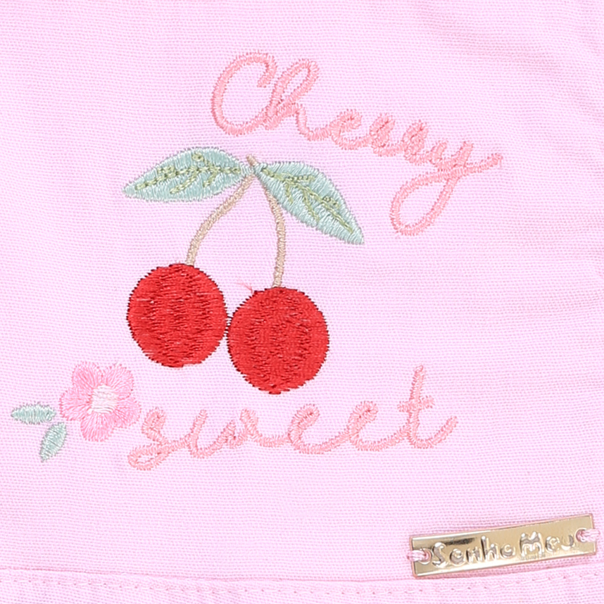 Banho De Sol Bebê Sonho Meu Babado Bordado Cereja