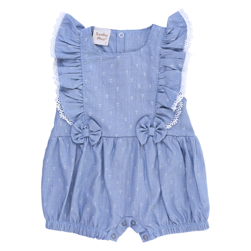 Banho De Sol Bebê Sonho Meu Estampa Ancora Poá E Laço