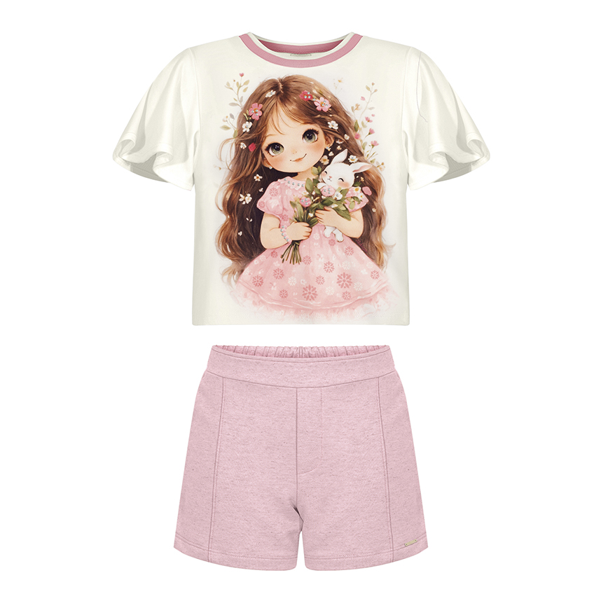 Conjunto Infantil Alakazoo Blusa Estampa Menina E Short Conjunto Infantil Alakazoo Blusa Estampa Menina E Short