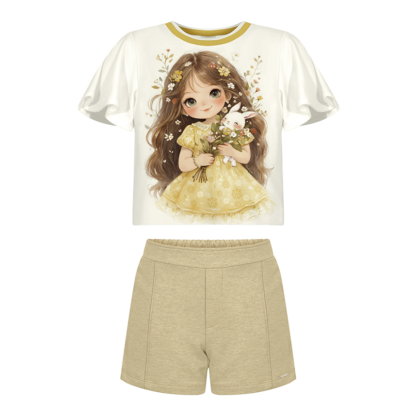 Conjunto Infantil Alakazoo Blusa Estampa Menina E Short Conjunto Infantil Alakazoo Blusa Estampa Menina E Short