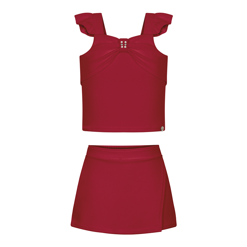 Conjunto Infantil Alakazoo Blusa Alça Babado E Short Saia Conjunto Infantil Alakazoo Blusa Alça Babado E Short Saia