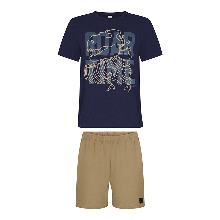 Conjunto Infantil Alakazoo Camiseta Dinossauro E Bermuda Conjunto Infantil Alakazoo Camiseta Dinossauro E Bermuda
