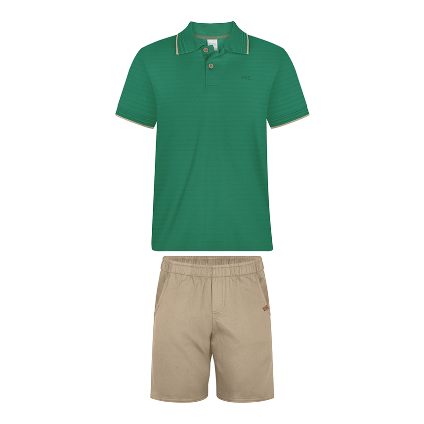Conjunto Infantil Alakazoo Camiseta Gola Polo E Bermuda Conjunto Infantil Alakazoo Camiseta Gola Polo E Bermuda