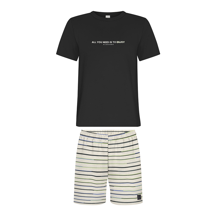 Conjunto Infantil Alakazoo Camiseta E Bermuda Listrada Conjunto Infantil Alakazoo Camiseta E Bermuda Listrada