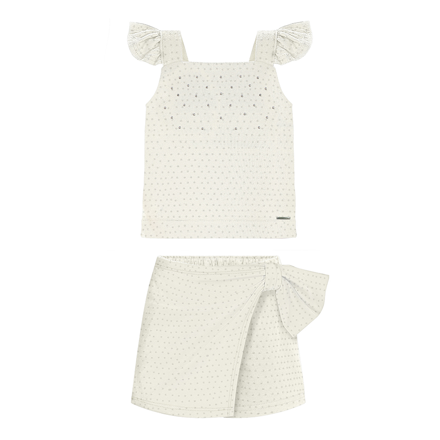 Conjunto Infantil Alakazoo Blusa Detalhe Strass E Short Saia Conjunto Infantil Alakazoo Blusa Detalhe Strass E Short Saia