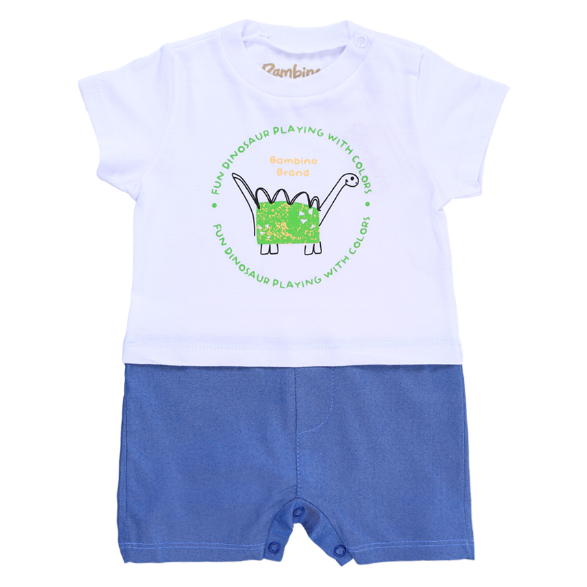 Macacão Curto Bebê Bambino Estampa Dinossauro