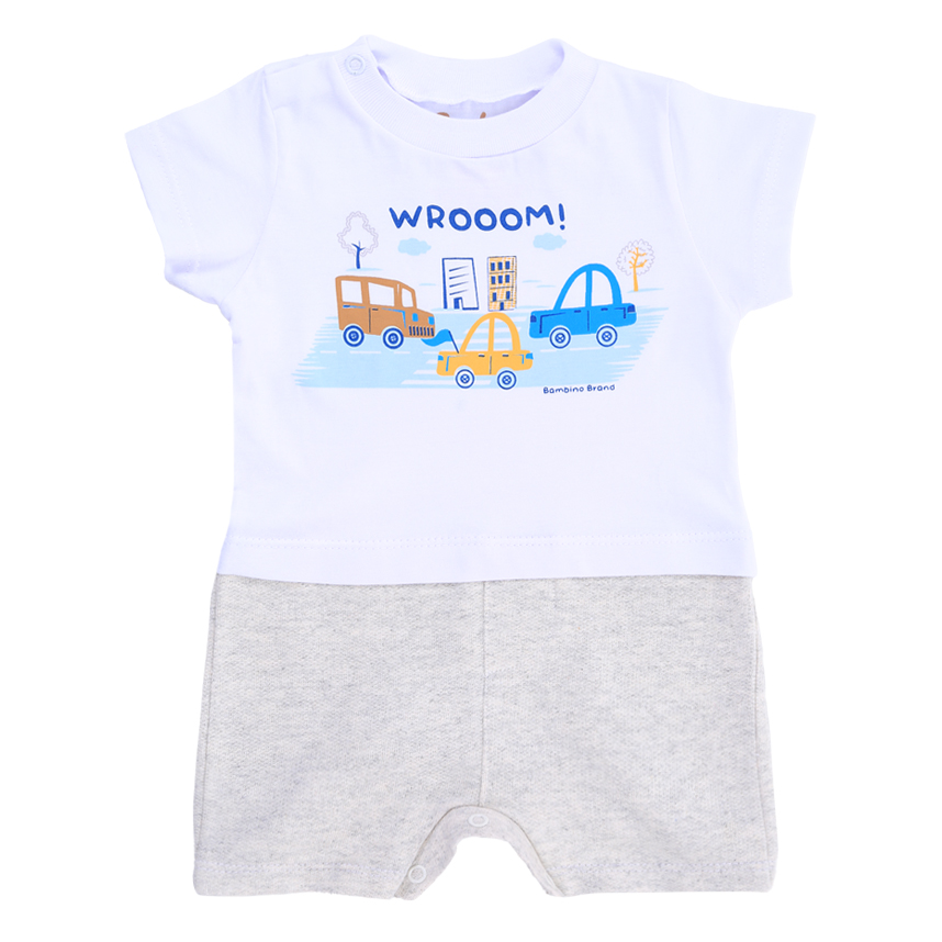 Macacão Curto Bebê Bambino Estampa Carros