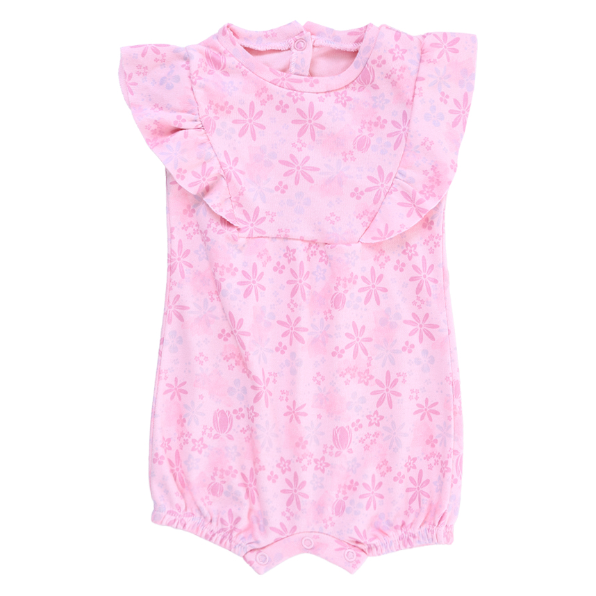 Macacão Curto Bebê Bambino Estampa Floral